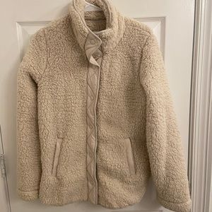 Abercrombie and Fitch Sherpa Nylon Trim Snap Up Jacket Size Small